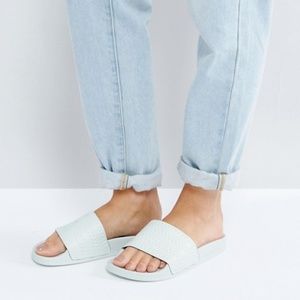 Adidas Adilette Slides in Mint Linen Green